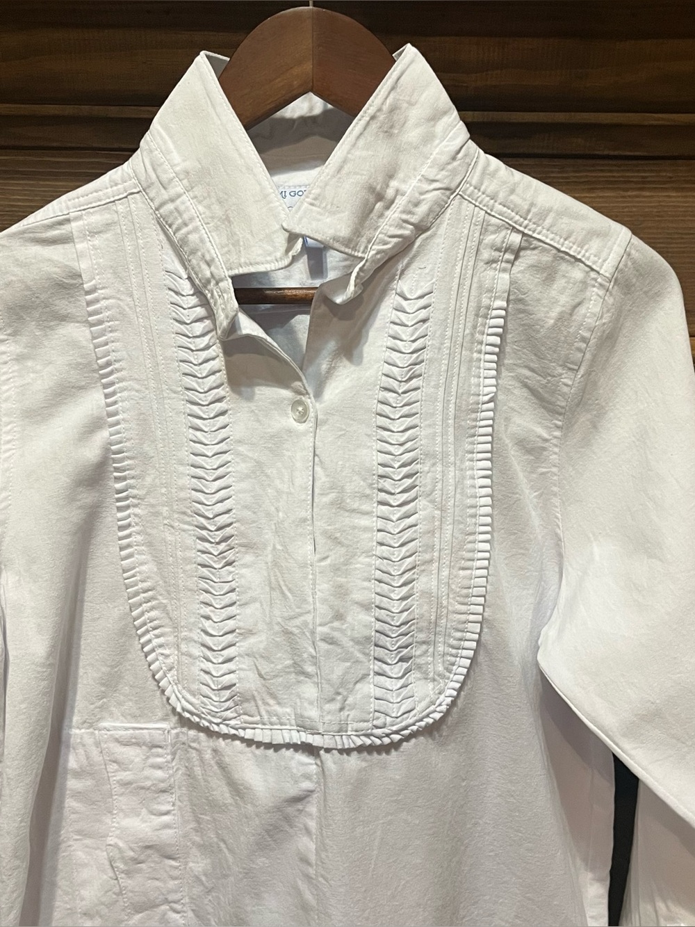 Mi Golondrina Cotton Popover Blouse Pintuck Pleat Bib Top Size S - Picture 6 of 10